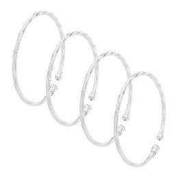 Bangle 4pcs Silver Plated Free Size Twill Bangles For Women Girl Dubai Wedding Party Bride Ramadan Middle East Jewelry