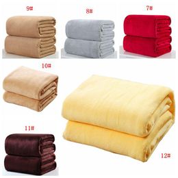 Warm Flannel Fleece Blankets Soft Solid Colour Bedspread Plush Winter Summer Throw Blanket For Bed Sofa 13 Colours