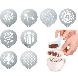 Coffee Cake Stainless Steel Stencil Decoration Cupcake Template Mold Lifelike Cappuccino Latte Stencils Mould Cooking Tools BH4242 TYJ