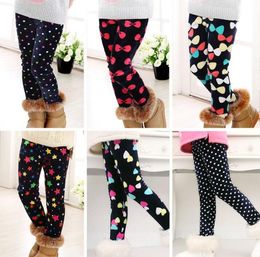 2020 autumn winter kids girls fleece warm leggings thick plush child pants 3-8years old print stars thick pants outdoor skiing boot cut