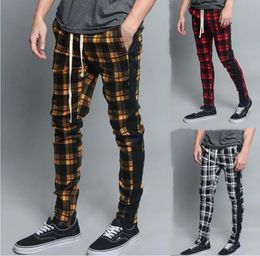 Men's Pants Mens Fashion Casual Street Wear Plaid Slim Cool Trousers With 3 Colours Japanese Streetwear Style