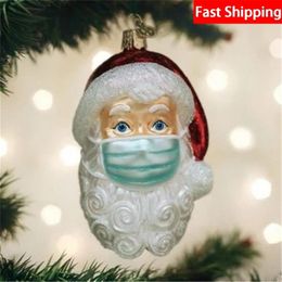 Personalized Santa Claus With Mask Christmas Holiday Decorations Christmas Tree Hanging Ornaments Festival Decor Y201020