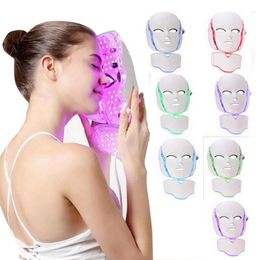 7 Colours LED lights Photon Therapy Beauty Machine Skin Rejuvenation LED Facial Neck Mask facial whitening