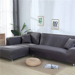 Solid Colour Corner Sofa Covers for Living Room Elastic Couch Cover Stretch Sofa Towel L Shape Sofa Need Buy 2pcs Slipcovers LJ201216