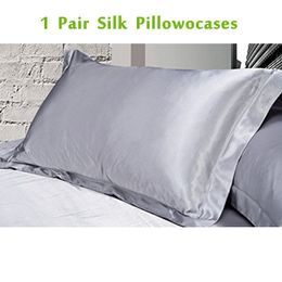 1 Pair 100% Pure Silk Pillowcase Pillow cases with Envelope Soft Pillow Cover for Healthy Sleep High Quality Free Shipping 201114
