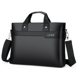 Jun Briefcase Shoulder Bag Handbag Laptop Men's Leather Folder For a4 Documents Designer Tote Chain Business Travel Messenger Ba 220221