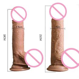 Nxy Sex Products Dildos Real Skin Feeling Silicon Soft Dildo Suction Realistic Penis Big Bullshit Toys for Women Strap 1227
