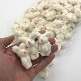 100pcs Wholesale 3.5cm 4cm Soft Mini Joint Rabbit Pendant Bunny For Key Chain Bouquet Toy Doll DIY Ornaments Gifts