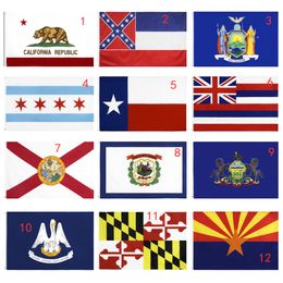 AZIONE DEGLI STATI UNITI 12 Hawaii Chicago Florida Mississippi Texas bandiera dello stato Flags ordine misto fabbrica diretta 90 * 150 per la decorazione