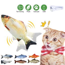 30CM Pet Cat Soft Plush Toys Electronic USB Charging 3D Fish Shape Dog Cat Chewing Toys Stuffed Simulation Fish Catnip Cat Toy LJ201125