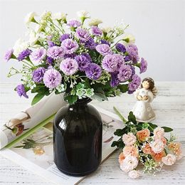 artificial lilac flowers white autumn small silk 15 heads fake flowers bouquet home decor Christmas party wedding decoration Y201020