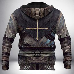Knight Templar Armor 3D All Over Printed Hoodie For Men/Women Harajuku Fashion hooded Sweatshirt Casual Jacket Pullover KJ010 201114