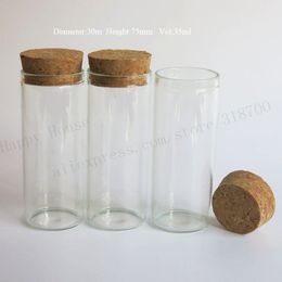 360 x 35ml Empty Clear Glass Tube with Wood Cork 35cc Sample Vials Stopper Used for Display Jewelry Flowers