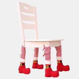 dining table with stools Canada - Christmas Table Foot Cover Home Christmas Decorations Dining Table Chair Cover Stool Leg Christmas Chair Covers XD24003