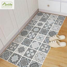 Funlife Blue&Grey Mediterranean Geometry Removable Anti-Slip Floor Stickers Wall Art Decal Home Kitchen Bathroom DIY Decor DB019 201202