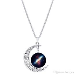 Charms Necklaces for Women Brand Necklace Glass Galaxy Collares Necklace&Pendants Maxi Moon Necklaces