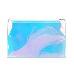 DHL50pcs Women TPU Laser Transparent Waterproof Zipper Cosmetic Bag