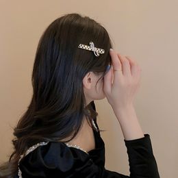 Korean Temperament Exquisite Rhinestones Metal Drip Oil Checkerboard Bow Duckbill Clip Fashion Girl Women's Hairpins Headdress