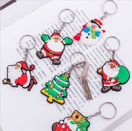 2020 Cute cartoon Santa Claus key chain Snowman key buckle Christmas gift Pendant lovers Xmas key ring pendant T9I00721