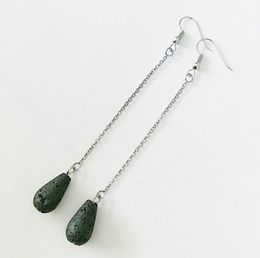2 style selection women Long tassel volcanic stone Lava earrings Essential oil yoga Earrings black Dangle & Chandelier Earrings