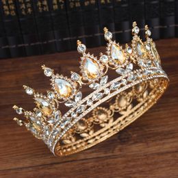 Crystal Queen King Tiaras and Crowns Bridal Diadem For Bride Women Headpiece Hair Ornaments Wedding Head Jewellery Accessories J0121