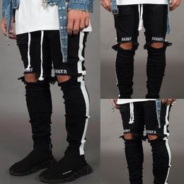 April MOMO Men Stylish Ripped Jeans Pants Biker Skinny Slim Straight Frayed Denim Trousers Fashion Skinny Jeans Men Clothes 201117