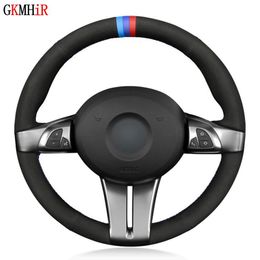 Hand-Stitched Soft Black Genuine Leather Suede Car Steering Wheel Cover For BMW Z4 E85 (Roadster) 2003-2008 E86 (Coupe)