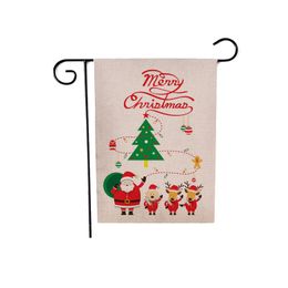 45*30cm Christmas Flag Garden Flax Banner Fashion Santa Claus Pattern Double-sided printing Flags