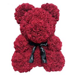 40cm Bear of Roses Artificial Flowers Home Wedding Festival DIY Cheap Wedding Decoration Best Gift for Christmas Valentine by hope11