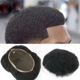 Afro Curly Hair Toupee for Men Natural Human Hairs Full Lace Toupee 8*10 1B# Colour Wig Mens Hairpiece Replacement System Wigs