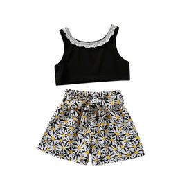 Baby girls summer short Vest + floral shorts two-piece set children's outfit