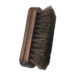 Horsehair Shoe Shine Brush Soft Genuine Horse Hair Bristles Wood Handle Shoes Leather Care 201021