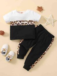 Baby Leopard Colorblock Tee & Sweatpants SHE