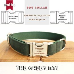 MUTTCO Engraved with nameplate high quality for THE GREEN DAY design dog collar 5 sizes LJ201112