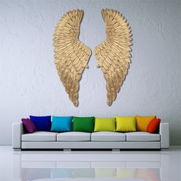 Wall Decoration Angel Wings Retro Metal wings Bar Coffee Shop Wall Decoration Home Bedroom Living room decor Christmas Industry Y201020
