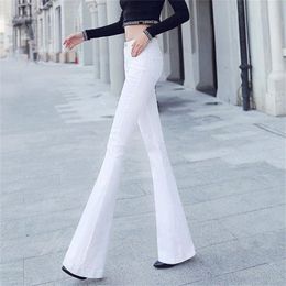 Mom Plus Size Big Bell Bottom Long Stretch jeans For Women Autumn Winter Wide Leg Fringe Stretch Skinny Flare Denim pants 201223