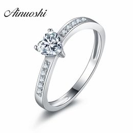 AINOUSHI Heart Shape Drop Ship Promise Love Forever SONA Ring for Your Girl 925 Sterling Silver nscd Engagement Rings Y200106