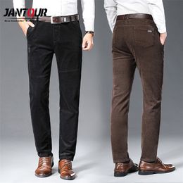 Brand New Men's Cotton Corduroy Casual Pants Business Fashion Elastic Regular Fit Thick Trousers Male Black Coffee Green 201109