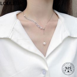 Louleur News 925 Sterling Silver Necklace Gold/Silver Wheat Ear Pearl Necklace For Women Summer Fashion Fine Jewelry Q0531