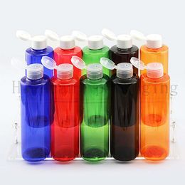 wholesale 30PC 250ml transparent flip top cap plastic cosmetic bottle,250cc containers free shipping