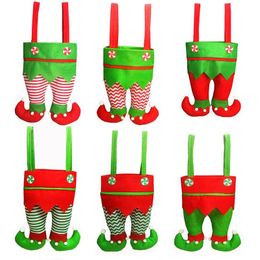 Christmas Elf Candy Bags Santa Elf Spirit Pants Treat Pocket Decor Holiday Party Gifts Bags Xmas Decoration JK2010XB