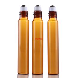15MM*94MM 100 Pieces 10ML Brown Glass Refillable Perfume Bottle With Aluminum Cap Empty Portable Essential Oils Caseshipping