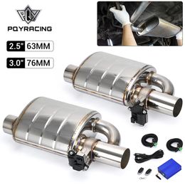 Stainless Steel 2.5" 3" Slant Outlet Tip Inlet Variable Exhaust Muffler Weld With Electrical Exhaust Cutout Electric Control Kit EMP88/89