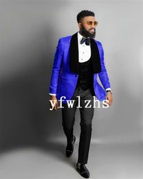 Handsome Embossing Groomsmen Shawl Lapel Groom Tuxedos Men Suits Wedding/Prom/Dinner Best Man Blazer(Jacket+Pants+Tie+Vest) W593