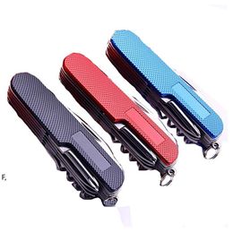 Carbon Fibre Multifunctional Folding Knife Household Bottle Opener Scissors Portable Outdoor Tools Creative Gift RRF13185