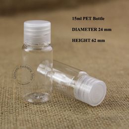 Wholesale 200pcs/lot 15ml PET Facial Cream Lotion Bottle 1/2OZ Plastic Small Container Refillable Transparent Cap Packaging