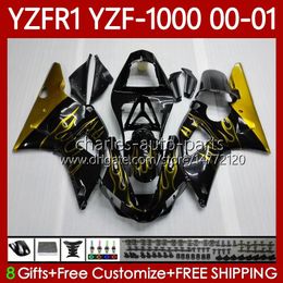 Motorcycle Body For YAMAHA YZF-1000 YZF R 1 1000 CC YZF-R1 00-03 Gold flames Bodywork 83No.34 YZF R1 1000CC YZFR1 00 01 02 03 YZF1000 2000 2001 2002 2003 OEM Fairings Kit