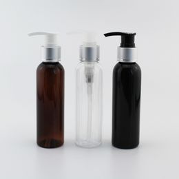 120ml x 40 Black Silver Aluminium Collar Screw Lotion Pump Shampoo Soap Plastic Bottle 4OZ Cosmetic Liquid Bottles Bath