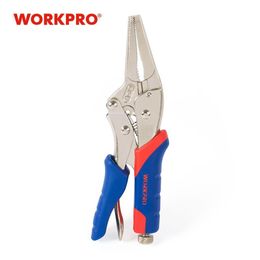 WORKPRO Long Nose Straight Pliers Cr-V 165MM(6.5 inch) jaw locking plier camping tool Y200321