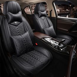 Couvre-si￨ges d'auto de 5pcs Ensemble complet avec airbag ￩tanche en cuir coussin automobile compatible Couvre-coussin universel ajustement pour la plupart des voitures - Black / rouge